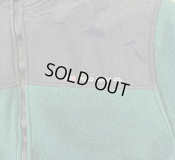 画像3: 90'S RALPH LAUREN POLO JEANS ナイロン切り替え フリースジャケット ブラック/グリーン USA製 (VINTAGE)