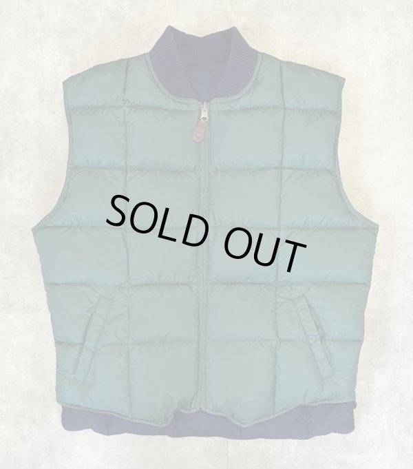 画像3: 90'S EDDIE BAUER 白タグ グースダウン スクエアキルト リバーシブル ダウンベスト ネイビー/グリーン (VINTAGE)