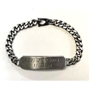 画像: 50'S アメリカ軍 "US NAVY刻印入り" スターリングシルバー ミリタリー IDプレート チェーンブレスレット シルバー (VINTAGE)