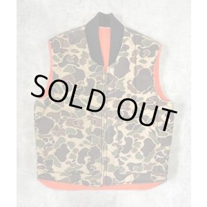 画像: 80'S UNKNOWN リバーシブル 中綿入りベスト ダックハンターカモ/オレンジ (VINTAGE)