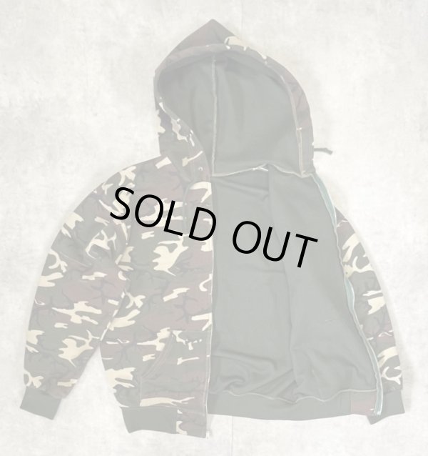 画像2: 80'S UNKNOWN 裏地サーマル フルジップ ダブルフェイス スウェットパーカー カモ アルミジップ (VINTAGE)