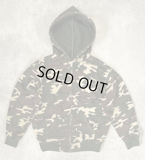 画像1: 80'S UNKNOWN 裏地サーマル フルジップ ダブルフェイス スウェットパーカー カモ アルミジップ (VINTAGE)