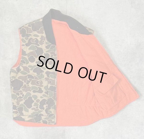 画像3: 80'S UNKNOWN リバーシブル 中綿入りベスト ダックハンターカモ/オレンジ (VINTAGE)