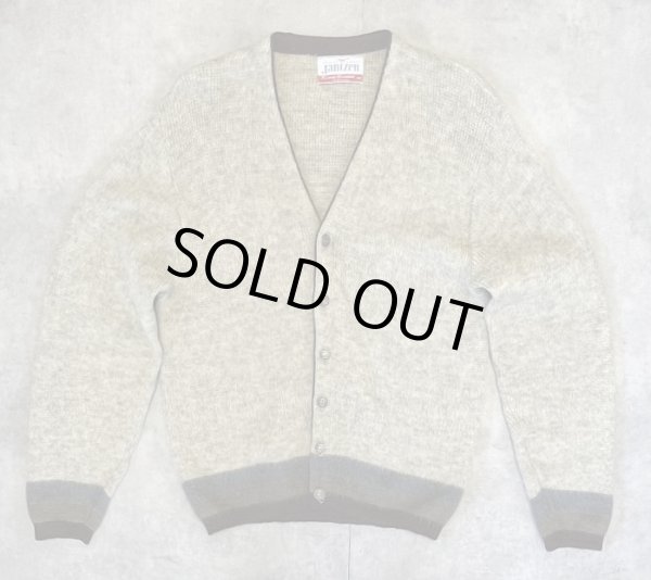 画像1: 60'S JANTZEN メタルボタン Vネック モヘアニット カーディガン ナチュラル/ブラウン USA製 (VINTAGE)