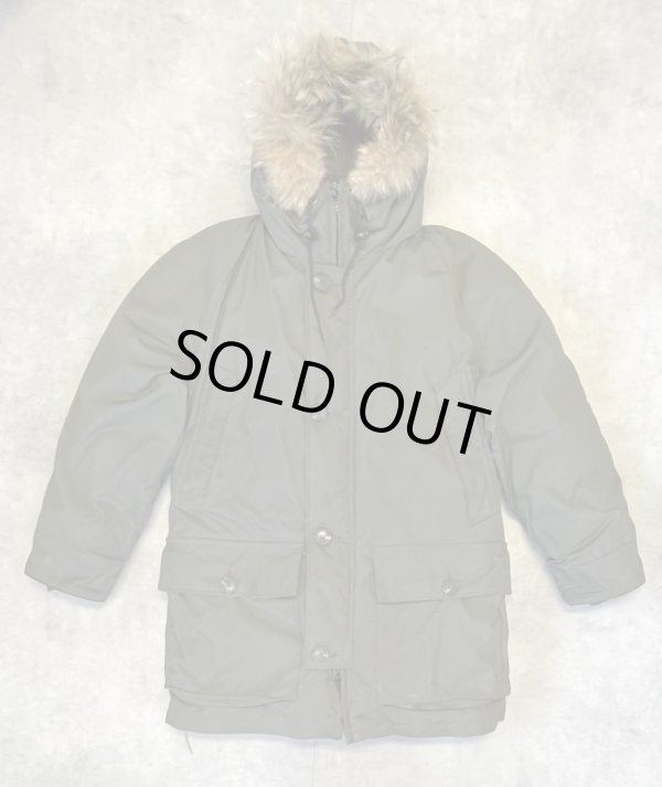 画像1: 80'S EDDIE BAUER 黒タグ リアルコヨーテファー グースダウンジャケット オリーブ USA製 (VINTAGE)