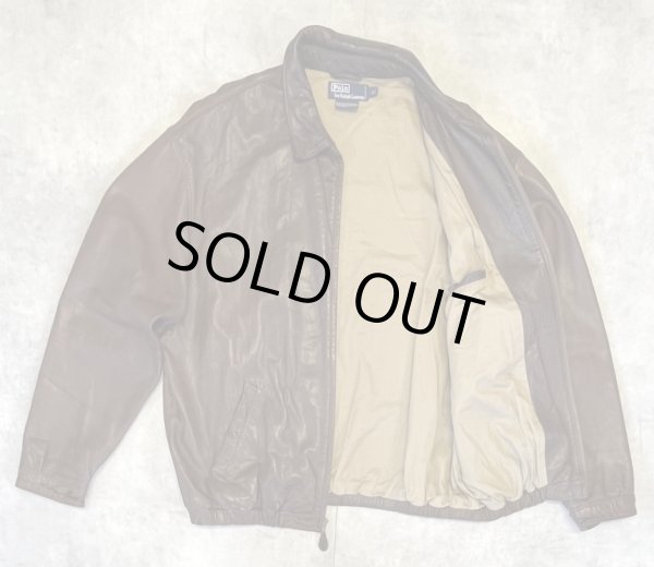 画像4: 90'S RALPH LAUREN チンスト付き 裏地付き レザー ドリズラージャケット ブラウン (VINTAGE)