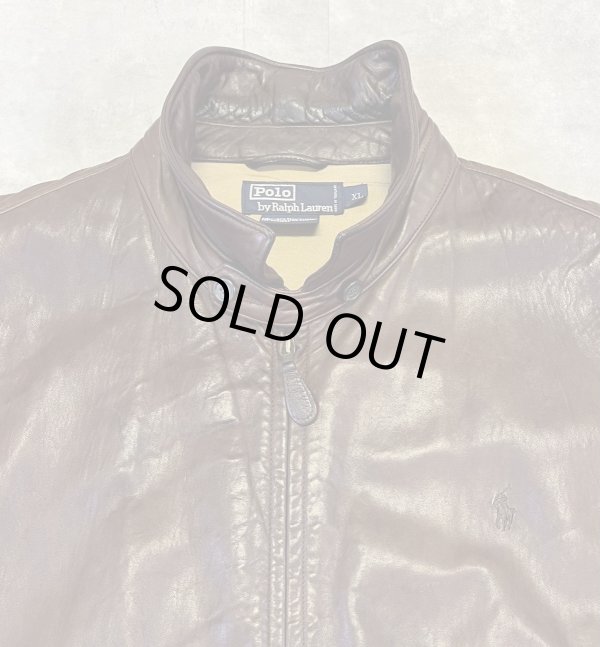 画像3: 90'S RALPH LAUREN チンスト付き 裏地付き レザー ドリズラージャケット ブラウン (VINTAGE)