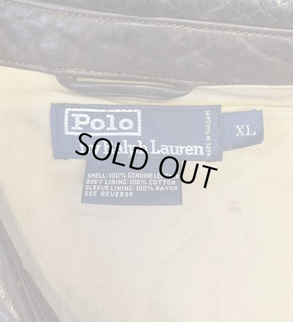 画像2: 90'S RALPH LAUREN チンスト付き 裏地付き レザー ドリズラージャケット ブラウン (VINTAGE)