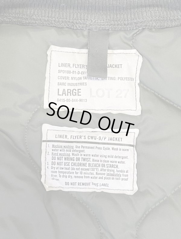 画像2: 00'S アメリカ軍 USAF "CWU-9/P" キルティング ライナージャケット セージグリーン (DEADSTOCK) 
