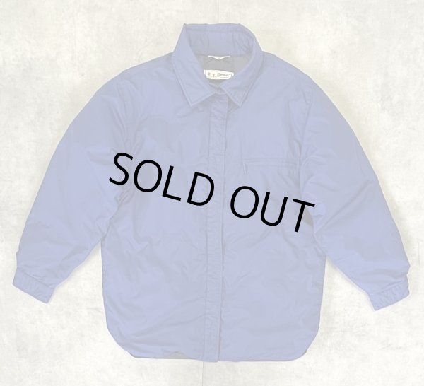 画像1: 90'S LL Bean ナイロン シャツ型 ダウンジャケット ダークブルー (VINTAGE)