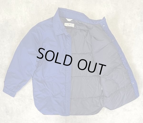 画像3: 90'S LL Bean ナイロン シャツ型 ダウンジャケット ダークブルー (VINTAGE)