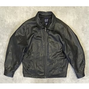 画像: 00'S GAP 旧タグ 裏地キルティング レザー ドリズラージャケット ブラック (VINTAGE)
