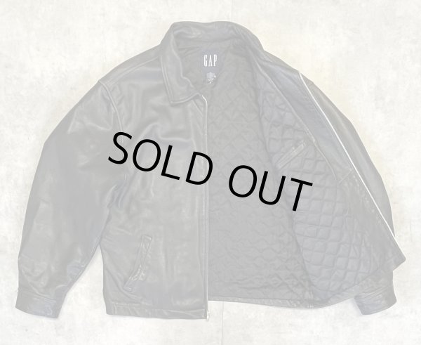 画像3: 00'S GAP 旧タグ 裏地キルティング レザー ドリズラージャケット ブラック (VINTAGE)