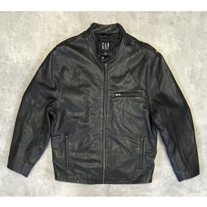 画像: 00'S GAP 旧タグ 裏地キルティング レザー ライダースジャケット ブラック (VINTAGE)