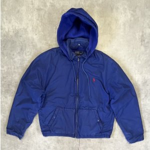 画像: 90'S RALPH LAUREN チンスト付き フード付き 裏地フリース ドリズラージャケット ダークブルー (VINTAGE)
