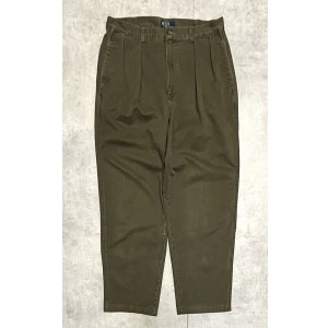 画像: 90'S RALPH LAUREN "ボックスロゴ" ツープリーツ チノパンツ オリーブ USA製 (VINTAGE)