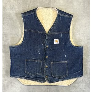 画像: 80'S CARHARTT 裏地ボア デニムベスト インディゴ USA製 (VINTAGE)