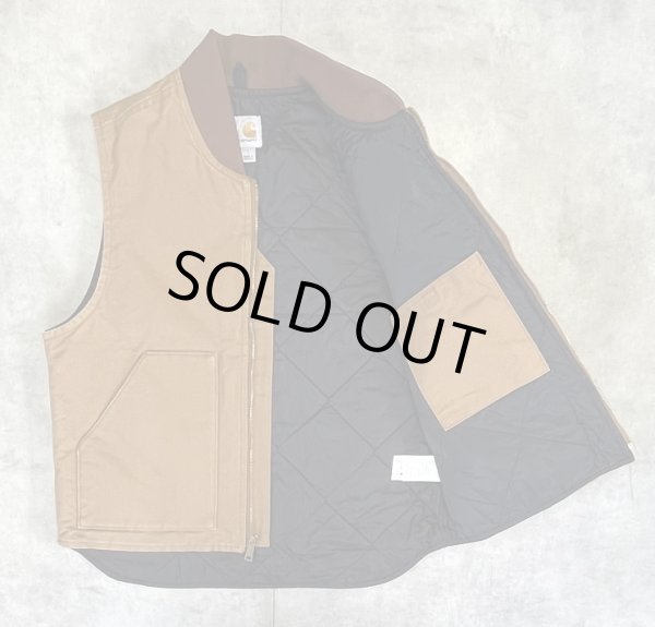 画像3: CARHARTT 裏地キルティング ダックベスト ブラウン メキシコ製 (DEADSTOCK)
