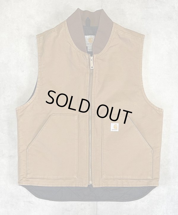 画像1: CARHARTT 裏地キルティング ダックベスト ブラウン メキシコ製 (DEADSTOCK)