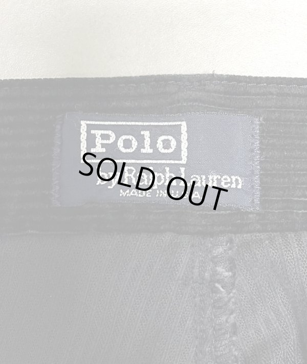 画像2: 90'S RALPH LAUREN "ボックスロゴ" ツープリーツ 太畝コーデュロイパンツ ブラック USA製 (VINTAGE)