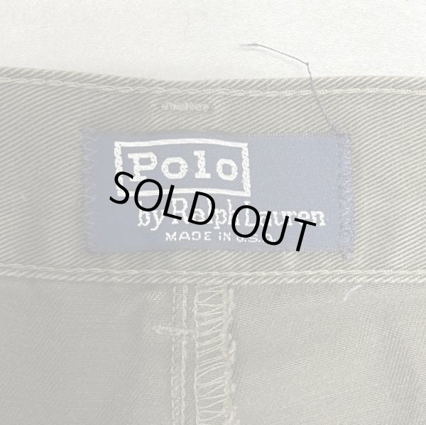 画像2: 90'S RALPH LAUREN "ボックスロゴ" ツープリーツ チノパンツ オリーブ USA製 (VINTAGE)