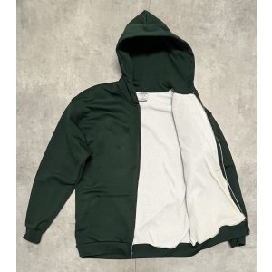 画像: 90'S PLUMA 裏サーマル ダブルフェイス スウェットパーカー アルミジップ ダークグリーン (VINTAGE)