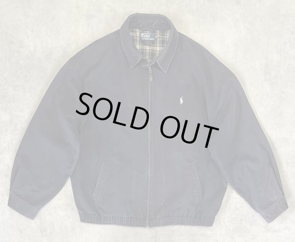 画像1: 90'S RALPH LAUREN チンスト付き ドリズラージャケット ネイビー (VINTAGE)