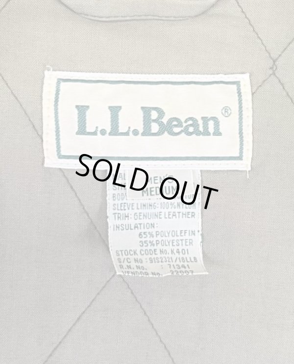 画像2: 90'S LL Bean 襟レザー 裏地キルティング ドリズラージャケット カーキ (VINTAGE)