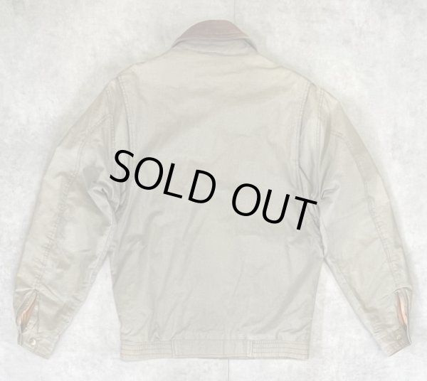 画像4: 90'S LL Bean 襟レザー 裏地キルティング ドリズラージャケット カーキ (VINTAGE)