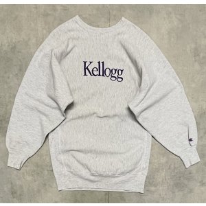 画像: 90'S CHAMPION "KELLOGG" 刺繍タグ リバースウィーブ グレー USA製 (VINTAGE)