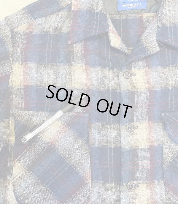 画像4: 90'S PENDLETON "BOARD SHIRT" ウール オープンカラーシャツ チェック柄 USA製 (VINTAGE)
