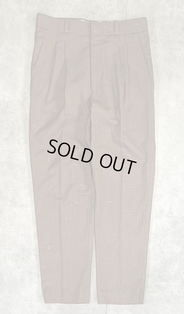 画像1: 70'S UNKNOWN ツータック スラックス ブラウン/カスリ柄 TALONジップ (VINTAGE)