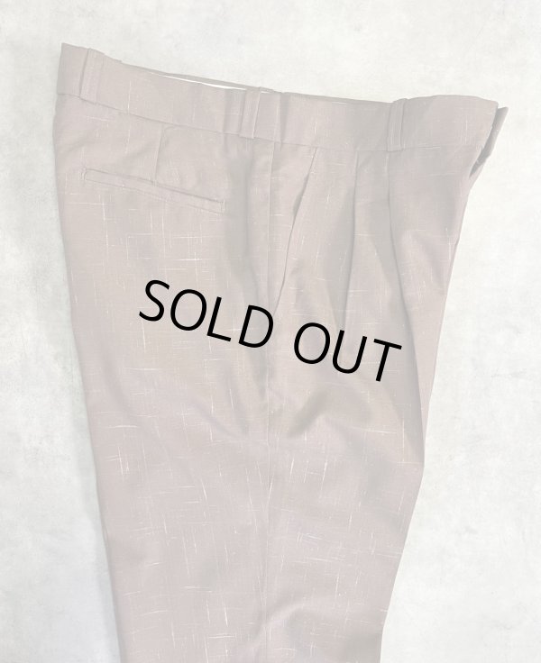 画像3: 70'S UNKNOWN ツータック スラックス ブラウン/カスリ柄 TALONジップ (VINTAGE)