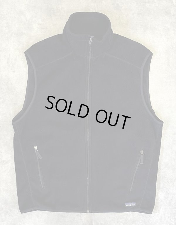 画像1: PATAGONIA "SYNCHILLA" 裾ロゴ フルジップ フリースベスト ブラック (VINTAGE)