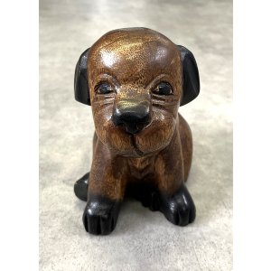 画像: ウッドカービング ドッグ オーナメント 手彫り 置物 (VINTAGE)