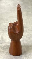 画像2: ウッドカービング ピースサイン ハンドサイン オーナメント オブジェ 手彫り 置物 (VINTAGE)