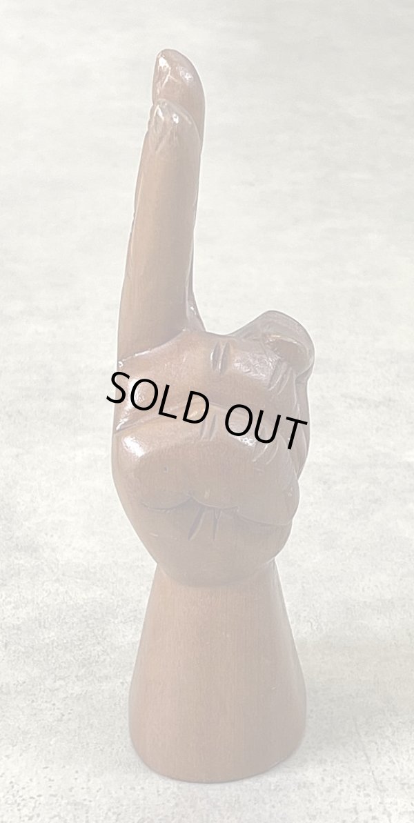 画像4: ウッドカービング ピースサイン ハンドサイン オーナメント オブジェ 手彫り 置物 (VINTAGE)