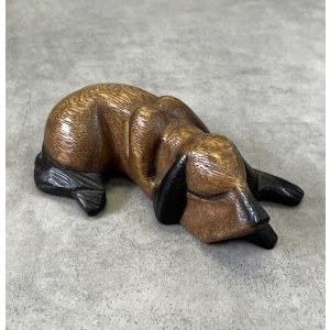 画像: ウッドカービング ドッグ オーナメント 手彫り 置物 (VINTAGE)