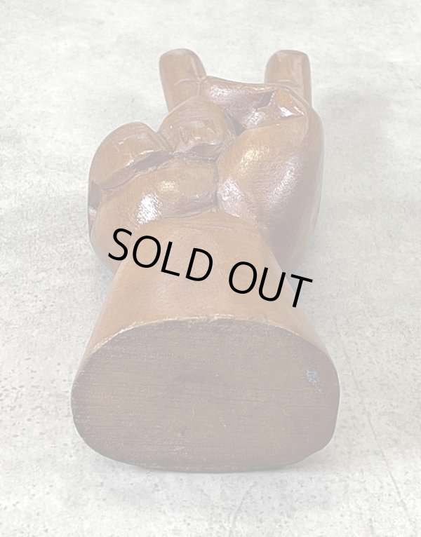 画像5: ウッドカービング ピースサイン ハンドサイン オーナメント オブジェ 手彫り 置物 (VINTAGE)