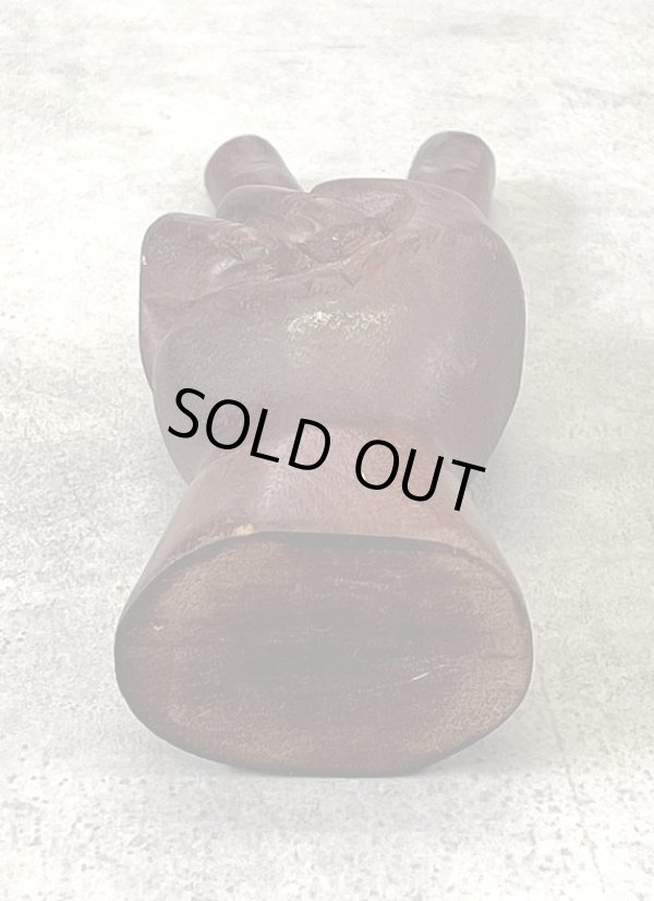 画像5: ウッドカービング ピースサイン ハンドサイン オーナメント オブジェ 手彫り 置物 (VINTAGE)