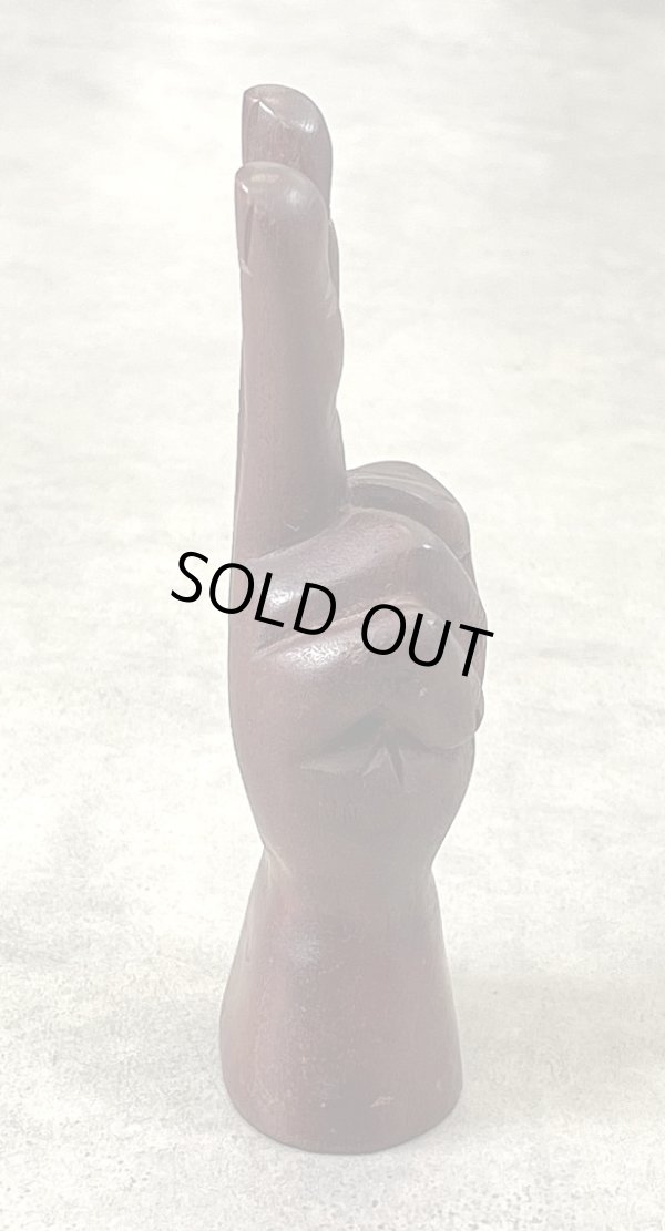 画像4: ウッドカービング ピースサイン ハンドサイン オーナメント オブジェ 手彫り 置物 (VINTAGE)