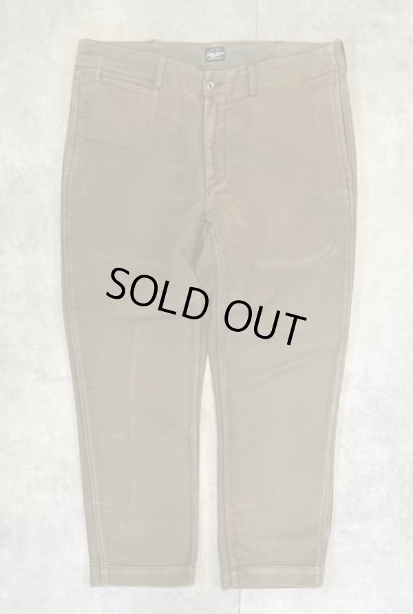 画像1: 90'S RALPH LAUREN モールスキンパンツ IDEALジップ ダークカーキ (VINTAGE)