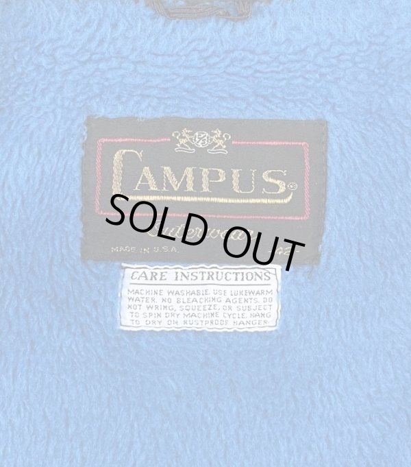 画像2: 70'S CAMPUS 裏地ボア付き ナイロン ドリズラージャケット ネイビー TALONジップ USA製 (VINTAGE)