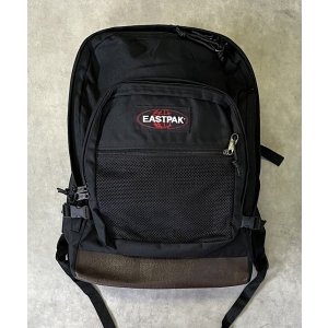 画像: 90'S EASTPAK 旧タグ ボトムレザー ナイロン バックパック ブラック USA製 (VINTAGE)