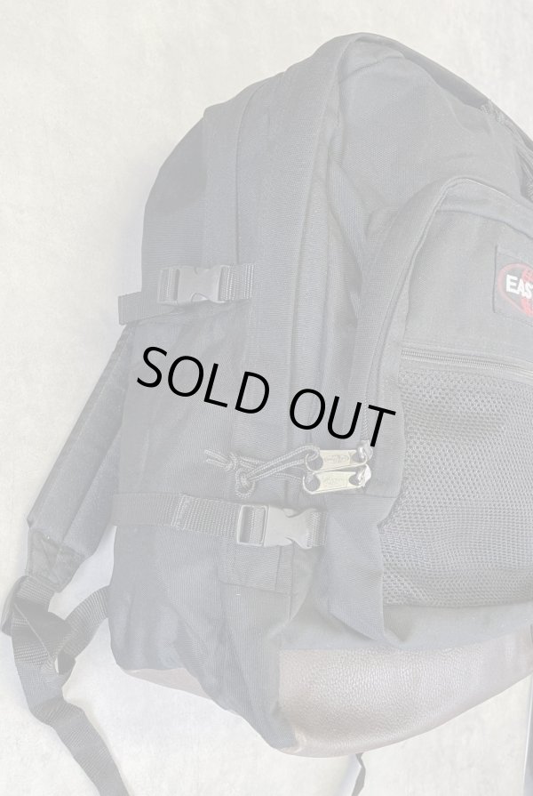 画像3: 90'S EASTPAK 旧タグ ボトムレザー ナイロン バックパック ブラック USA製 (VINTAGE)