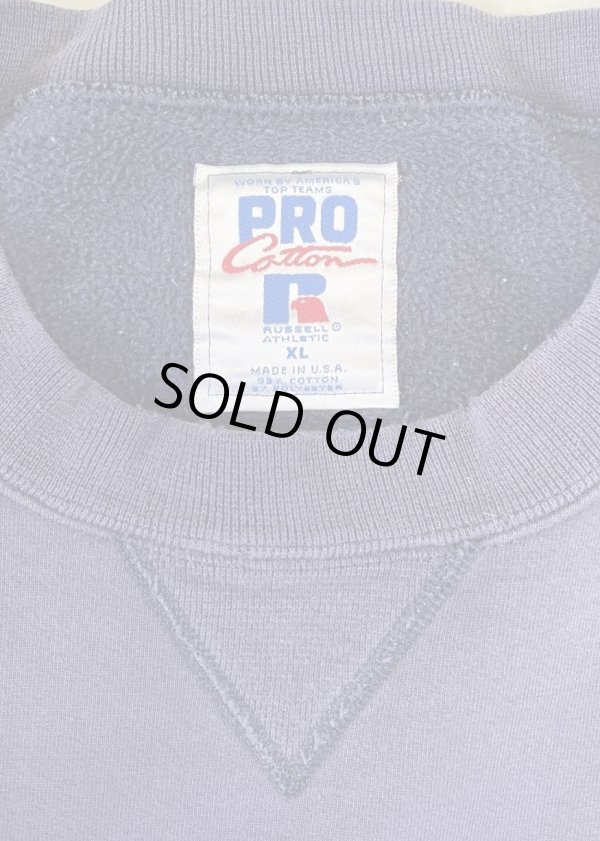 画像2: 90'S RUSSELL ATHLETIC "PRO COTTON" 前Vガゼット付き クルーネック スウェットシャツ ナス紺 USA製 (VINTAGE)