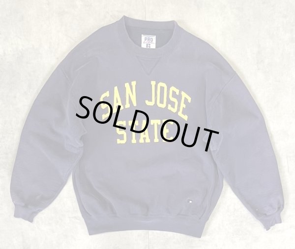 画像1: 90'S RUSSELL ATHLETIC "PRO COTTON" 前Vガゼット付き クルーネック スウェットシャツ ナス紺 USA製 (VINTAGE)