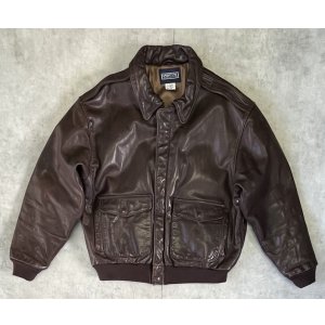 画像: 90'S LANDS' END "A-2" レザー フライトジャケット ダークブラウン SCOVILLジップ USA製 (VINTAGE)