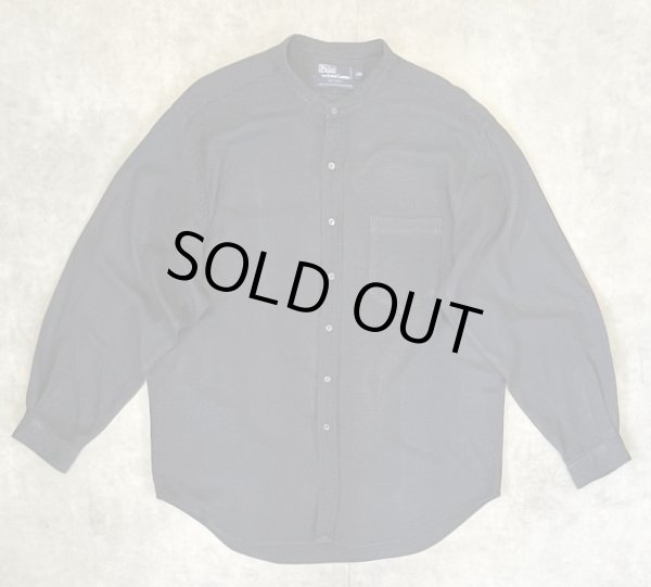 画像1: 90'S RALPH LAUREN "POSTBOY" 長袖 バンドカラーシャツ ブラック/グリッドチェック (VINTAGE)