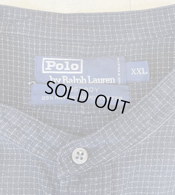 画像2: 90'S RALPH LAUREN "POSTBOY" 長袖 バンドカラーシャツ ブラック/グリッドチェック (VINTAGE)
